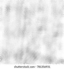 Halftone abstract background. Radial grunge pattern with spots of ink. Monochrome vector texture for print on business cards, labels, posters, stickers
