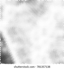 Halftone abstract background. Radial grunge pattern with spots of ink. Monochrome vector texture for print on business cards, labels, posters, stickers