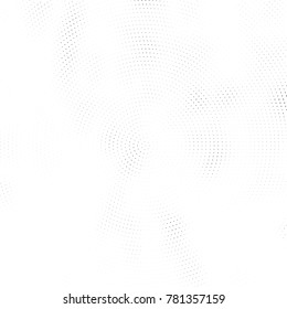 Halftone abstract background. Radial grunge pattern with spots of ink. Monochrome vector texture for print on business cards, labels, posters, stickers