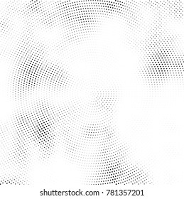 Halftone abstract background. Radial grunge pattern with spots of ink. Monochrome vector texture for print on business cards, labels, posters, stickers