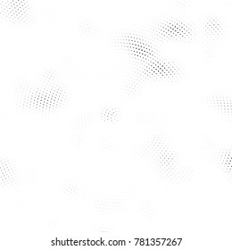 Halftone abstract background. Radial grunge pattern with spots of ink. Monochrome vector texture for print on business cards, labels, posters, stickers