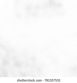 Halftone abstract background. Radial grunge pattern with spots of ink. Monochrome vector texture for print on business cards, labels, posters, stickers