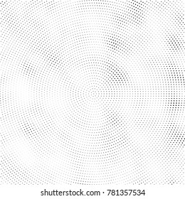 Halftone abstract background. Radial grunge pattern with spots of ink. Monochrome vector texture for print on business cards, labels, posters, stickers