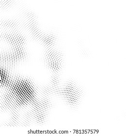 Halftone abstract background. Radial grunge pattern with spots of ink. Monochrome vector texture for print on business cards, labels, posters, stickers
