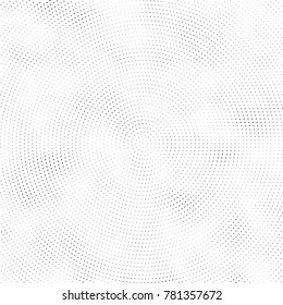 Halftone abstract background. Radial grunge pattern with spots of ink. Monochrome vector texture for print on business cards, labels, posters, stickers