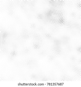 Halftone abstract background. Radial grunge pattern with spots of ink. Monochrome vector texture for print on business cards, labels, posters, stickers