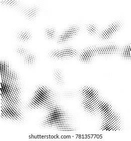Halftone abstract background. Radial grunge pattern with spots of ink. Monochrome vector texture for print on business cards, labels, posters, stickers