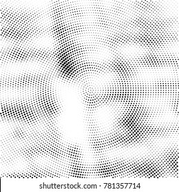 Halftone abstract background. Radial grunge pattern with spots of ink. Monochrome vector texture for print on business cards, labels, posters, stickers