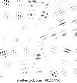 Halftone abstract background. Radial grunge pattern with spots of ink. Monochrome vector texture for print on business cards, labels, posters, stickers