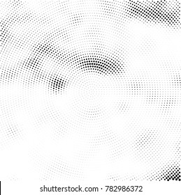 Halftone abstract background. Radial grunge pattern with spots of ink. Monochrome vector texture for print on business cards, labels, posters, stickers