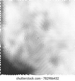 Halftone abstract background. Radial grunge pattern with spots of ink. Monochrome vector texture for print on business cards, labels, posters, stickers