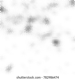Halftone abstract background. Radial grunge pattern with spots of ink. Monochrome vector texture for print on business cards, labels, posters, stickers