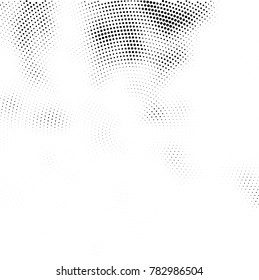 Halftone abstract background. Radial grunge pattern with spots of ink. Monochrome vector texture for print on business cards, labels, posters, stickers