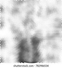 Halftone abstract background. Radial grunge pattern with spots of ink. Monochrome vector texture for print on business cards, labels, posters, stickers