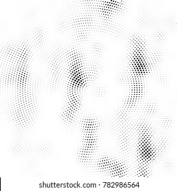 Halftone abstract background. Radial grunge pattern with spots of ink. Monochrome vector texture for print on business cards, labels, posters, stickers