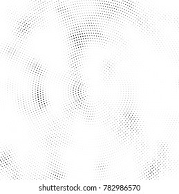 Halftone abstract background. Radial grunge pattern with spots of ink. Monochrome vector texture for print on business cards, labels, posters, stickers