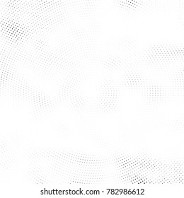 Halftone abstract background. Radial grunge pattern with spots of ink. Monochrome vector texture for print on business cards, labels, posters, stickers