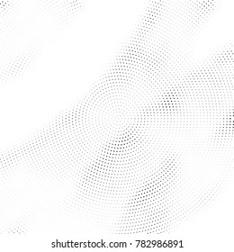 Halftone abstract background. Radial grunge pattern with spots of ink. Monochrome vector texture for print on business cards, labels, posters, stickers