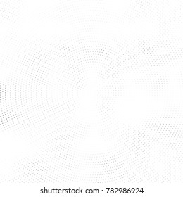 Halftone abstract background. Radial grunge pattern with spots of ink. Monochrome vector texture for print on business cards, labels, posters, stickers