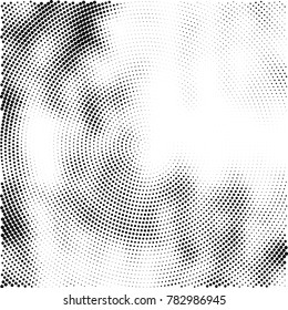 Halftone abstract background. Radial grunge pattern with spots of ink. Monochrome vector texture for print on business cards, labels, posters, stickers