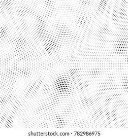 Halftone abstract background. Radial grunge pattern with spots of ink. Monochrome vector texture for print on business cards, labels, posters, stickers