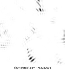 Halftone abstract background. Radial grunge pattern with spots of ink. Monochrome vector texture for print on business cards, labels, posters, stickers