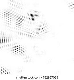 Halftone abstract background. Radial grunge pattern with spots of ink. Monochrome vector texture for print on business cards, labels, posters, stickers