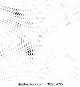 Halftone abstract background. Radial grunge pattern with spots of ink. Monochrome vector texture for print on business cards, labels, posters, stickers