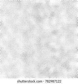Halftone abstract background. Radial grunge pattern with spots of ink. Monochrome vector texture for print on business cards, labels, posters, stickers
