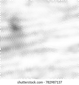 Halftone abstract background. Radial grunge pattern with spots of ink. Monochrome vector texture for print on business cards, labels, posters, stickers