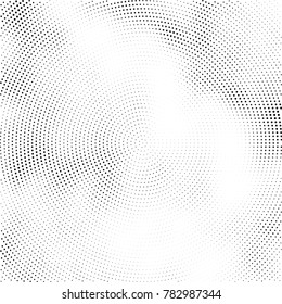 Halftone abstract background. Radial grunge pattern with spots of ink. Monochrome vector texture for print on business cards, labels, posters, stickers