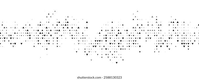 Halftone abstract background with triangle mosaic. Features a chaotic arrangement of particles, geometric linear dot pattern. Vector illustration for banners, posters, websites, social media.
