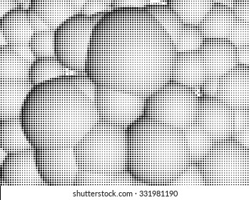 Halftone abstract black dotted three-dimensional spheres background