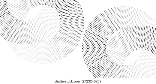 Conjunto circularmente distribuido de marco punteado de círculo abstracto de semitono. Logotipo de puntos Abstractas Emblema Arte abstracto simple