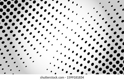 Halftone abstract dotted wave background. Twisted pattern, dot, circle. Texture for posters, sites, business cards, postcards, invitation card, labels and banners. Vector EPS 10.