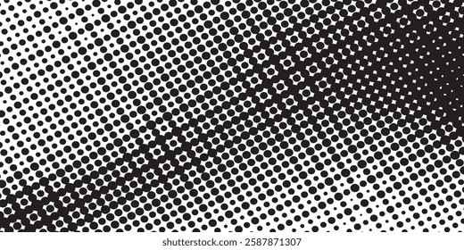 Halftone abstract dotted wave background. Twisted pattern, dot, circle. 