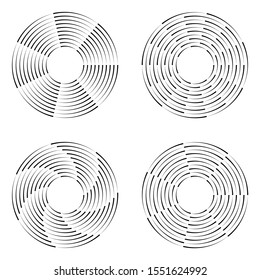 Halftone abstract lines art. Frame with lines in circles. Monochrome logo or icon.