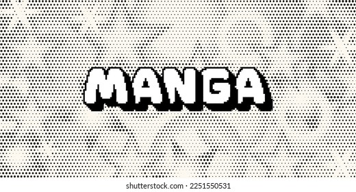 Halftone abstract manga background. Screentone vector illustration with polka dot, star texture. Monochrome pixel texture. Japanese anime style backdrop, vector illustration