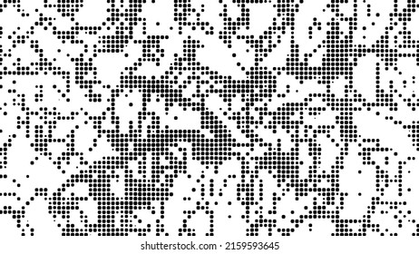 Fondo de mosaico abstracto de semitono. Textura monocroma de partículas, cuadrados. Patrón ondulado de formas geométricas. Diseño de afiches para sitios web, redes sociales, negocios, tecnología. Ilustración vectorial.