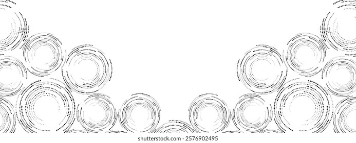 Halftone abstract mosaic background of spirals, dots. Texture of maze. Chaotic ornament, circular pattern of small dots. Design of banners, posters, websites, social networks. Vector