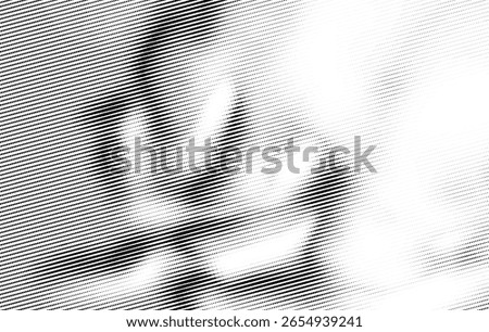 Halftone abstract shape print illustration in black and white, a grayscale grasp.