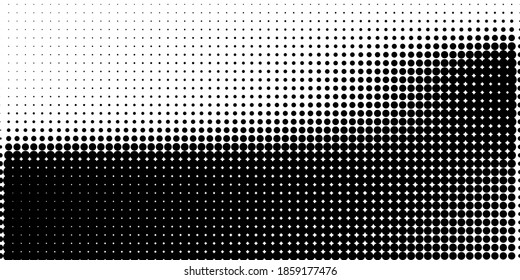 Halftone in abstract style. Geometric retro banner vector texture. Modern print. White and black background. Light effect
