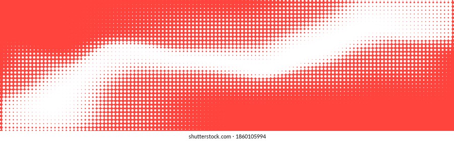 Halftone im abstrakten Stil. Geometrisches Retro-Banner, Vektorstruktur. Moderner Druck. Weißer und roter Hintergrund. Lichteffekt.