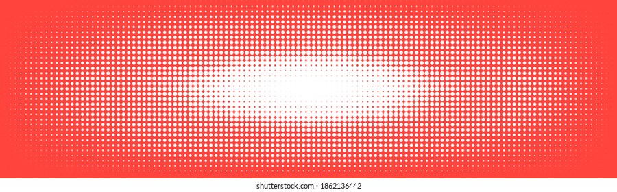 Halftone in abstract style. Geometric retro banner vector texture. Modern print. White and red background. Light effect.