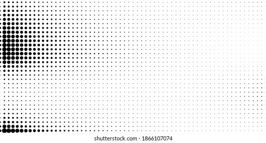 Halftone in abstract style. Geometric retro banner vector texture. Modern print. White and black background. Light effect