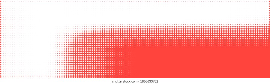 Halftone in abstract style. Geometric retro banner vector texture. Modern print. White and red background. Light effect.