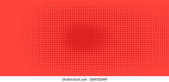 Medio tono de estilo abstracto. Textura vectorial de banner retro geométrico. Impresión moderna. Fondo rojo. Efecto ligero.