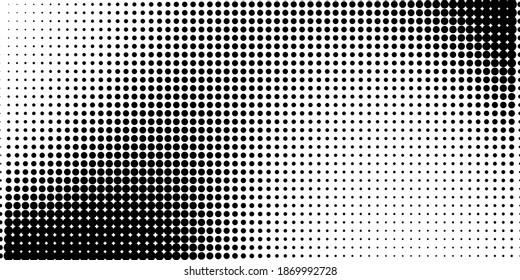 Halftone in abstract style. Geometric retro banner vector texture. Modern print. White and black background. Light effect