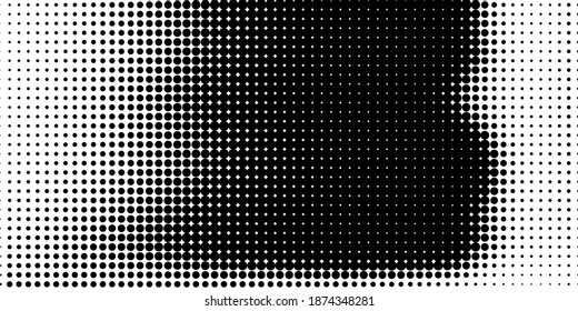 Medio tono de estilo abstracto. Textura vectorial de banner retro geométrico. Impresión moderna. Fondo blanco y negro. Efecto ligero