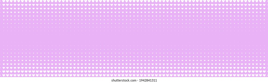 Halftone in abstract style with hearts. Geometric retro banner vector texture. Modern print. White and pink background. Light effect